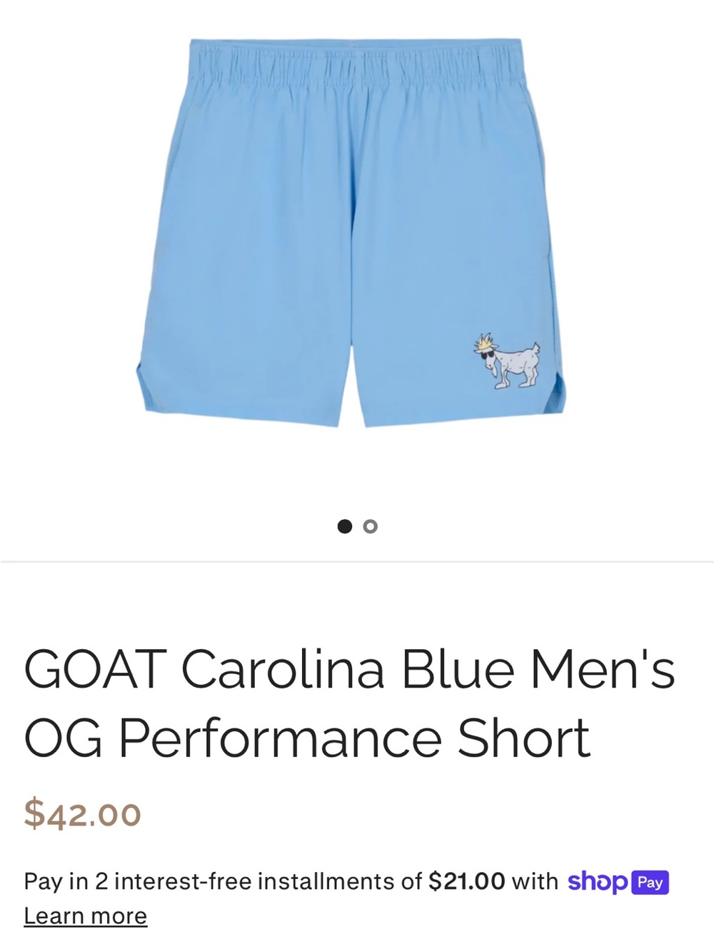 GOAT Carolina Blue Men's Athletic Performance Shorts